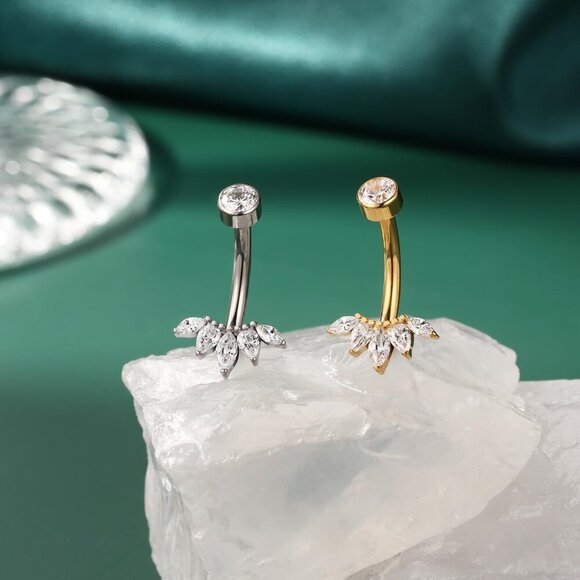 Belly Button Ring G23 Titanium Belly Button Piercing 14G Belly Ring Navel Pierci - Picture 5 of 7